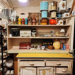 Antique White Shelves Wooden Fir Aqua Pink 