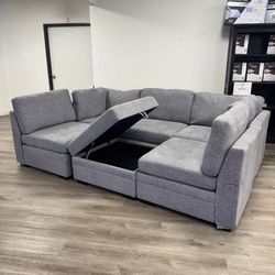 6 Piece Modular Sectional Sofa With Storage