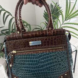 Samantha Brown Croc Embossed Weekender Travel Bag Carry On Computer Luggage Blue