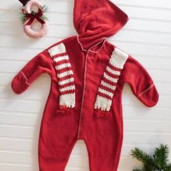 Vtg Old Navy Baby Red Fleece Snowsuit 3-6 Months Snowsuit