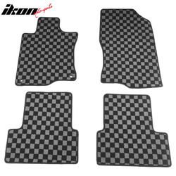Fits 2009-2014 Acura TSX Floor Mats Non-Slip Carpets Checkered Black Gray Plaid 4PCS