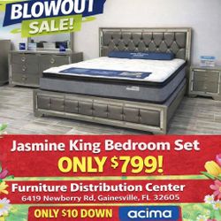 FAST SHIPPING 🚚 NO CREDIT CHECK FINANCE AVAILABLE 💰 JASMINE KING BEDROOM SET ONLY $799! 