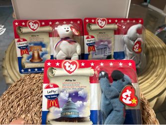 VTG 2000 McDonald’s Ty Teanie Beanie Babies Set - Lefty, Righty, Libearty (NIP)