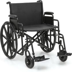 Wide Foldable Bariatric Wheelchair for Adult 500-lbs Heavy-Duty Folding Transport Self-Propelled Wheel Chair with 24-Inch Seat  Item Weight 48.5 Pound