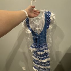 LIKE NEW Flamenco Dress Size 8 Blue And White