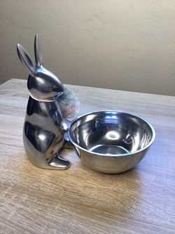 (2)-New Easter Bunny Metal Bowl $5/Each