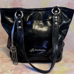 B. Makowski black leather snakeskin embossed shoulder bag (new) 