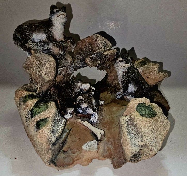VINTAGE 1990 Second Nature Design Wildlife Collection "Litter of Wolf Pups"