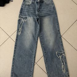 shein bow jeans