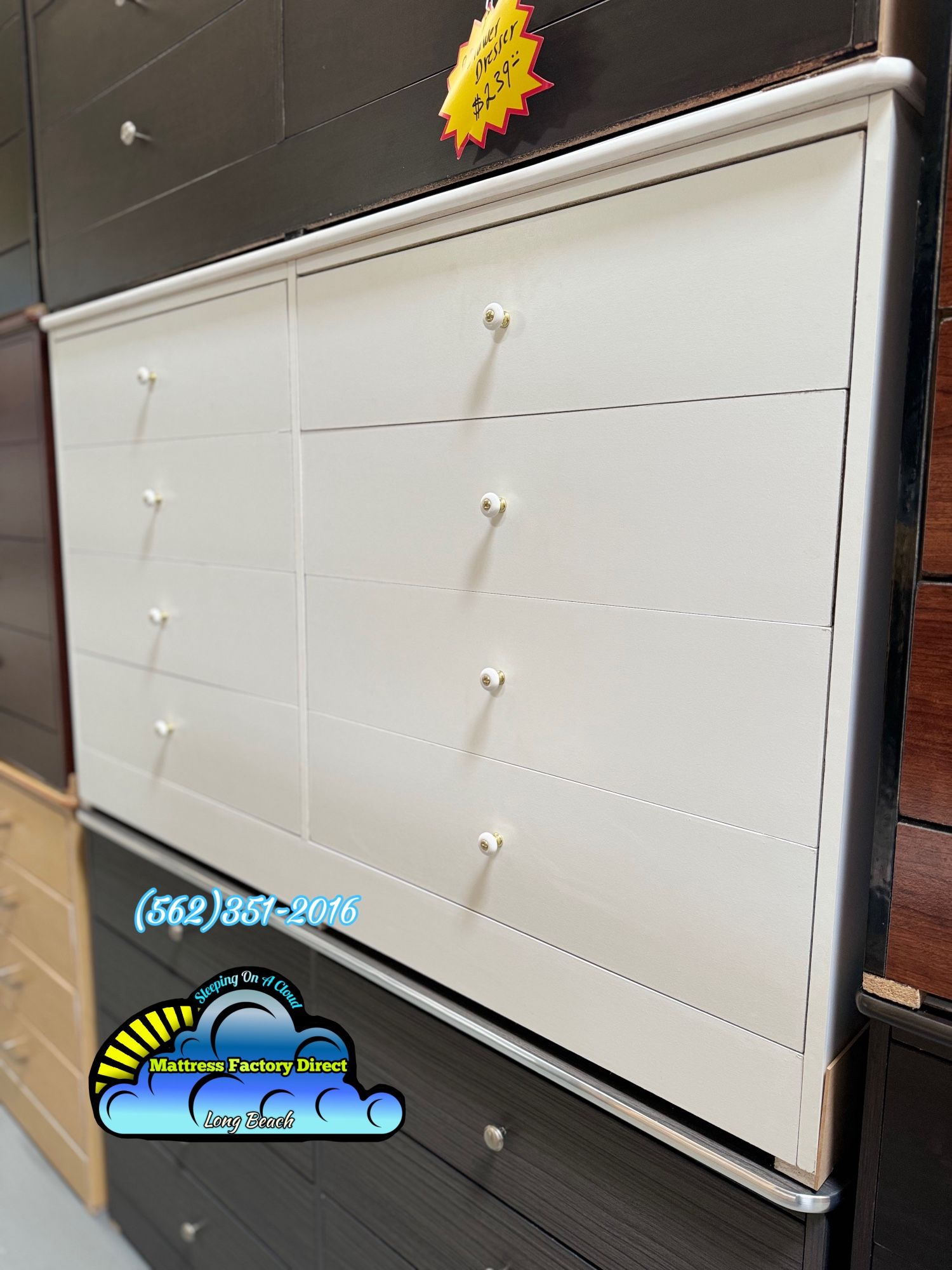 White Eight Drawer Dresser Compressed New Comoda Mueble