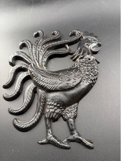 Cast Iron Roosters Wall Hanging Black