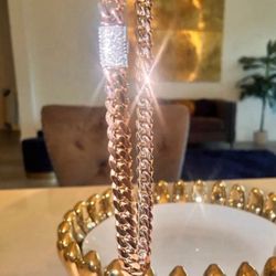 🌹💎 Chain 20mm Miami Cuban Link Rose Gold Plated Chain Necklace 18k & 14k👑
