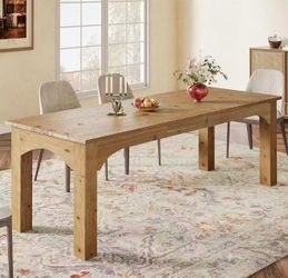 RR0044 78.7-Inch Large Dining Table for 6-8 People, Solid Wood Farmhouse Kitchen Table, Narrow Long Rectangular Dinner Tables for Kitchen & Dining Roo