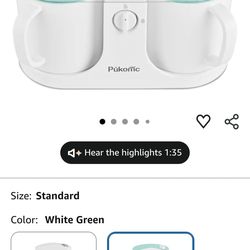 Pukomc Ice Cream Maker Machine for Home Use, with Two Ice Cream Bowls,Simple Operation and Easy to Clean,White Green