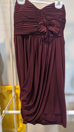 Strapless red wine colored cocktail dress