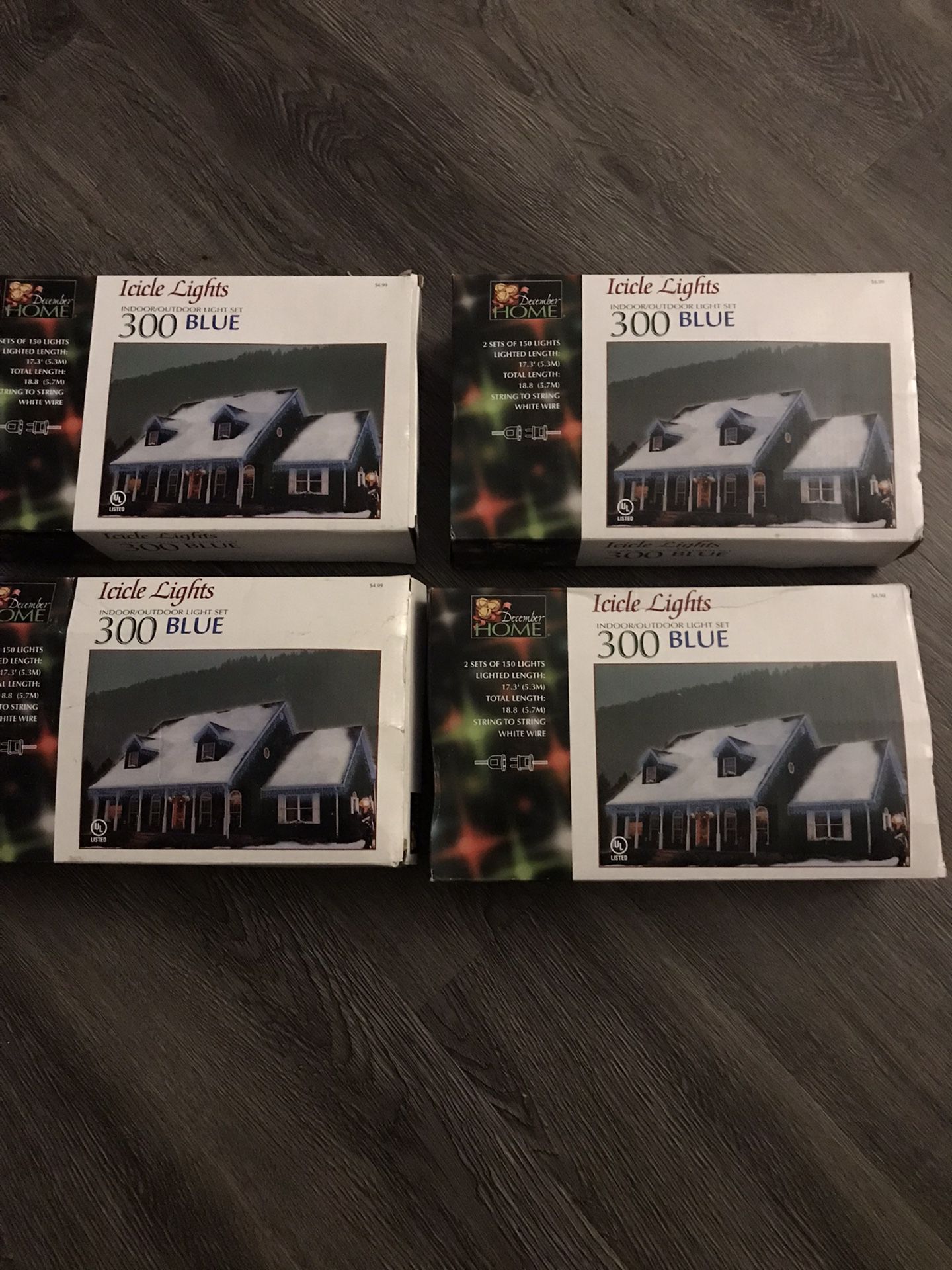 Christmas Blue Outdoor/indoor Lights 4 Boxes
