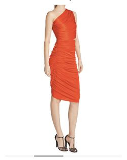 NEW with Tags Halston Cassidy Jersey Ruche Dress – Size 2 – Vermillion Red