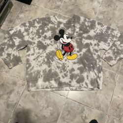 Disney Mickey Mouse Women’s Gray Tie Dye Crewneck Sweatshirt Size 3XL RARE