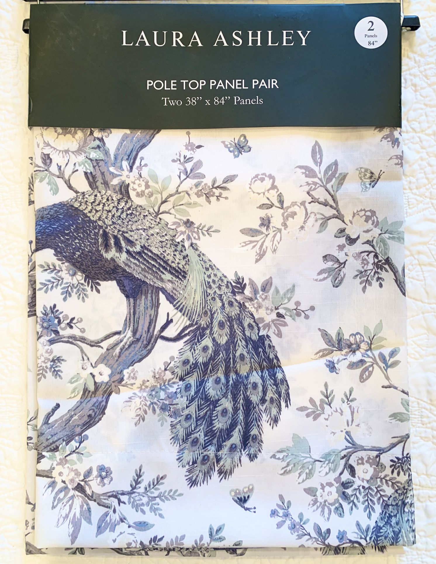 Laura Ashley Belvedere Peacock Curtains/Drapes Panel Pair 38"x84"