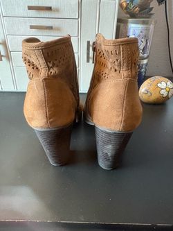 Tan Suede Heeled Ankle Booties