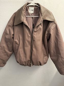 Women’s Faux Leather Bomber Jacket (Size XL)