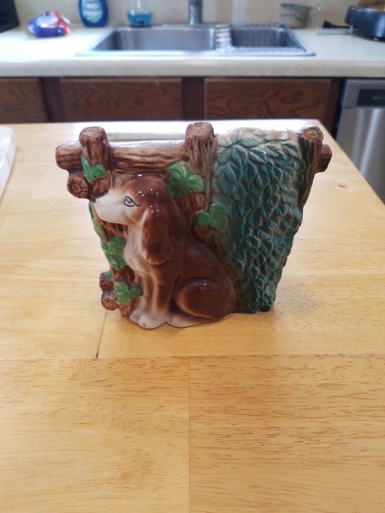 vintage a cocker spaniel dog planter/holder