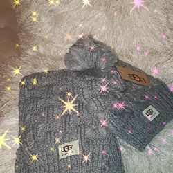 NEW UGG HAT AND SCARF SET (GRAY)