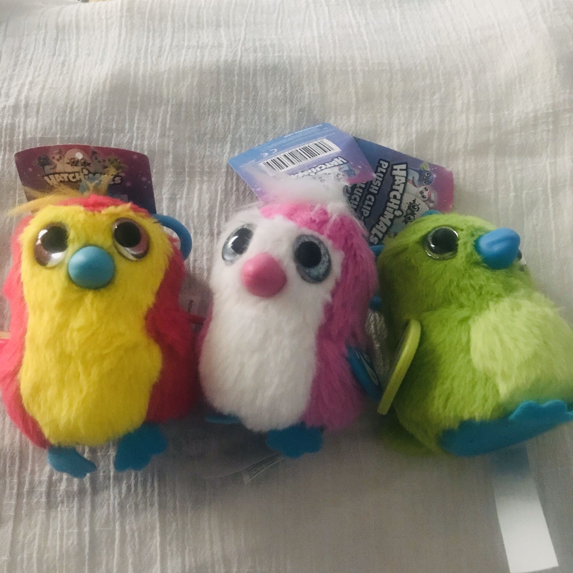 New 3 hatchimals plush clip ln key chain x3