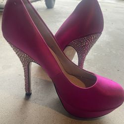 Steve Madden Hot Pink Rhinestone Embellished- Partty Heel