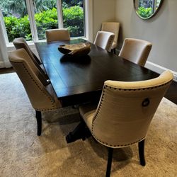 Farm Style Dining Room Table And White Chairs