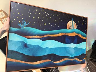 Framed Desert Night Sky Canvas Wall Art