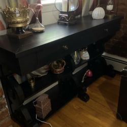 57.7” Console Table With 2 Drawers And Display Shelves 