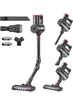 Cordless vacuum cleaner with ergonomic design and self-standing feature, powerful 450W/40Kpa suction for home use, 45-minute runtime, ideal for hard f