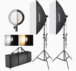Softbox Lighting Kit, 20x 28” Photo Studio Equipment Continuous Lighting Kit with 2pcs 3000-6600K Dimmable LED Lights for Portrait Shooting, Live Stre