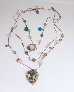 BETSY JOHNSON Woven Heart Layered Necklace from the Weave & Sew Collection