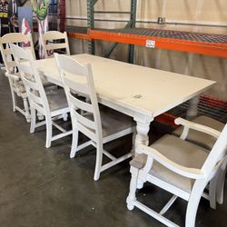 Dining Table w/ 6 Chairs, Hutch, 2 End Tables, & Side Table