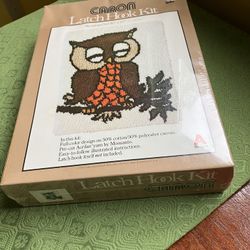 Vintage 1970’s “Sleeping Owl” 20”x27” (Caron Latch Hook Kit) (Never Used). 🦉 Style #3062/1
