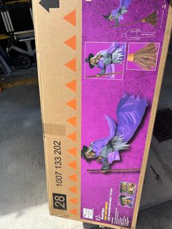 Halloween decor Giant hovering witch with life eyes