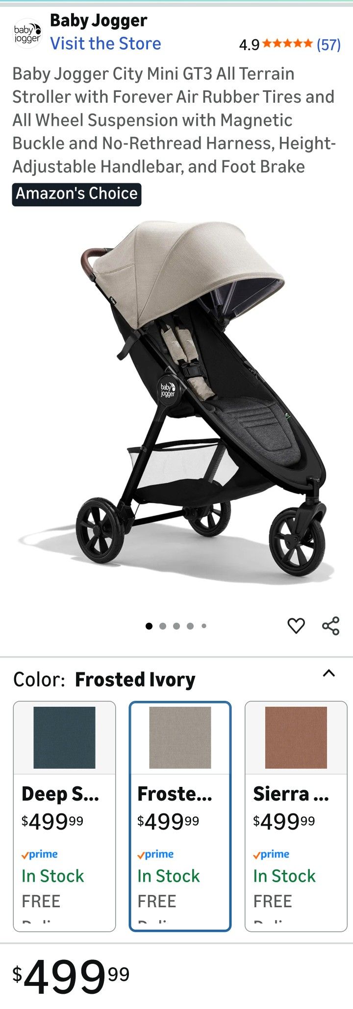 New In Box Baby Jogger City Mini GT3 All Terrain Stroller