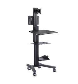 PC Computer Desktop Rolling Mobile Cart Workstation in Black - Home Business Equipment