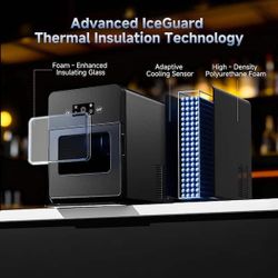 12.6 in. 22 lbs. Whiskey Ball Shaped Cocktail Ice Portable Countertop Ice Maker in Black with Auto-Cleaning