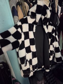Checkered fur jacket
