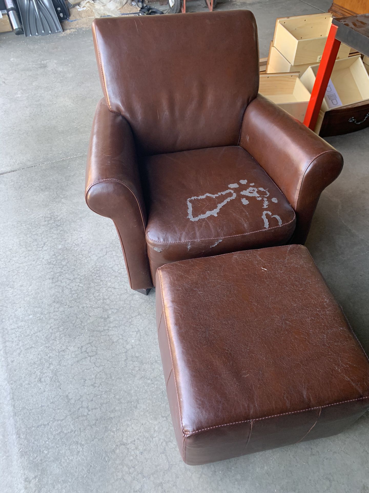 Leather chair and foot rest