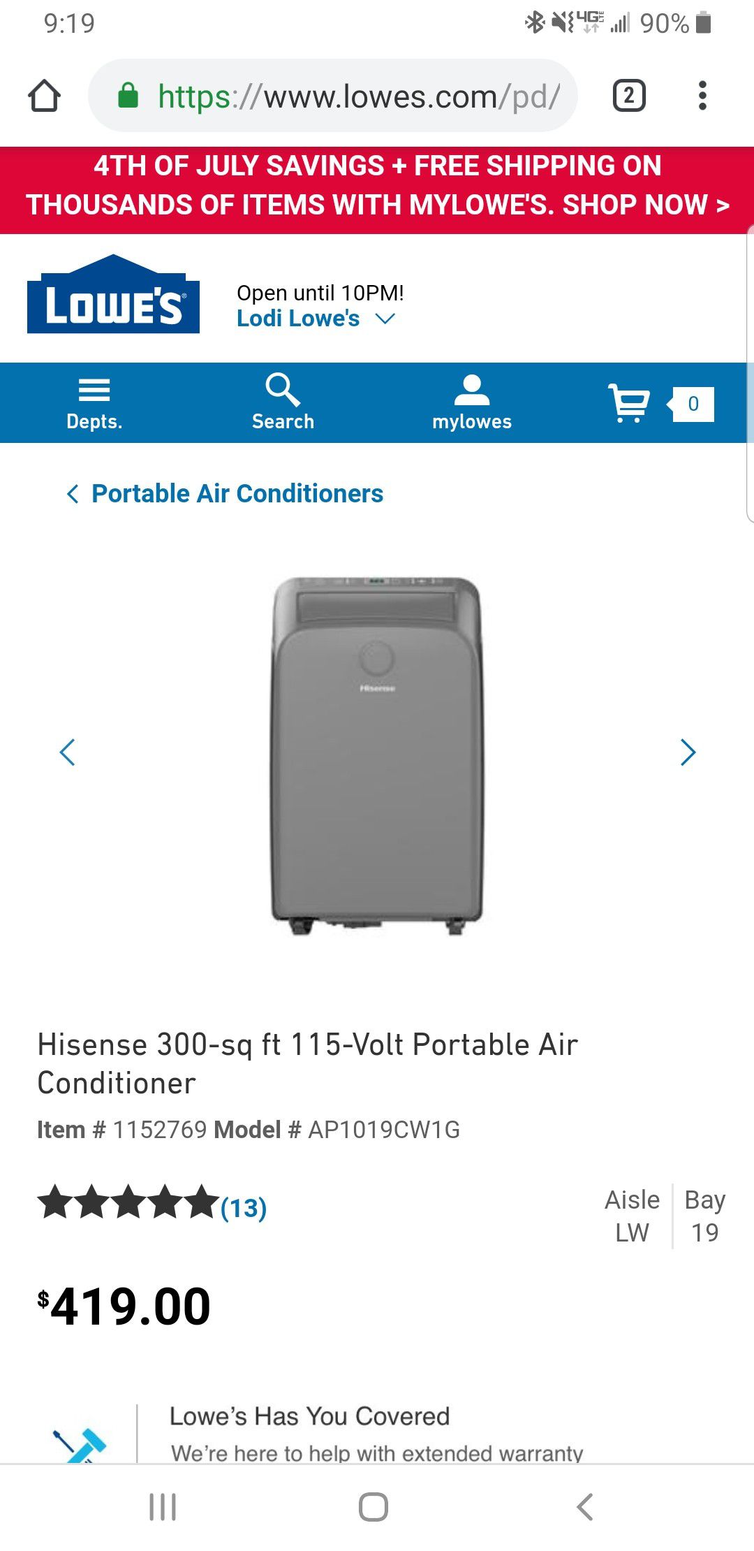 Hisense portable ac unit