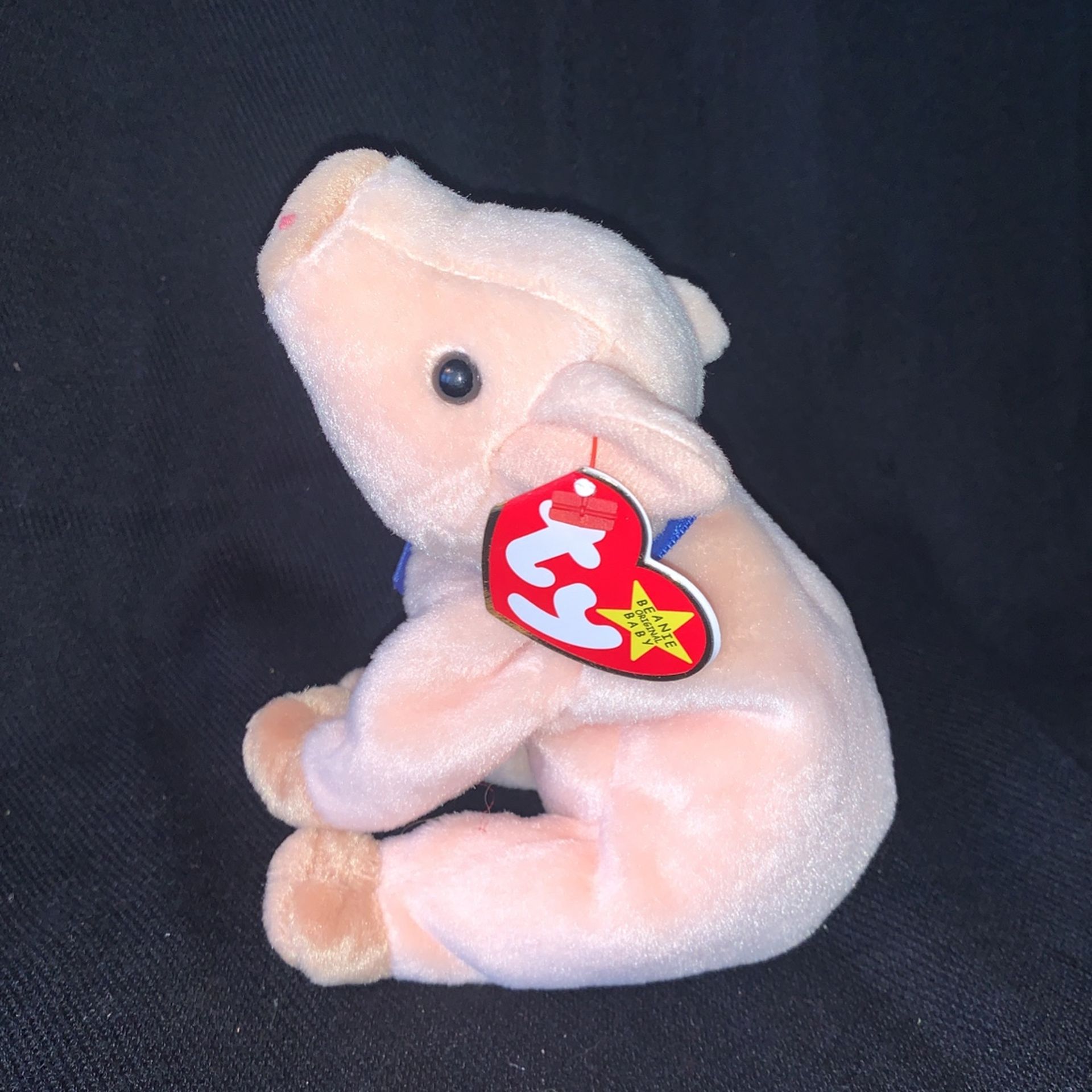 TY 1999 “KNUCKLES” The Pig Beanie Baby, RETIRED Ventige, Mint Wit