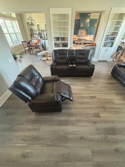 💎 NEW 3pc Leather Recliner Sectional - Pay at Delivery!