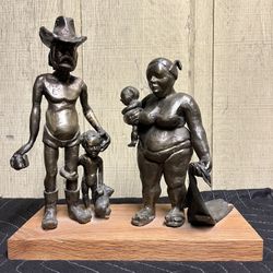 Vintage - Bronze Sculpture American Modern Realism - “Proud Parents” By Artist Mark Hopkins