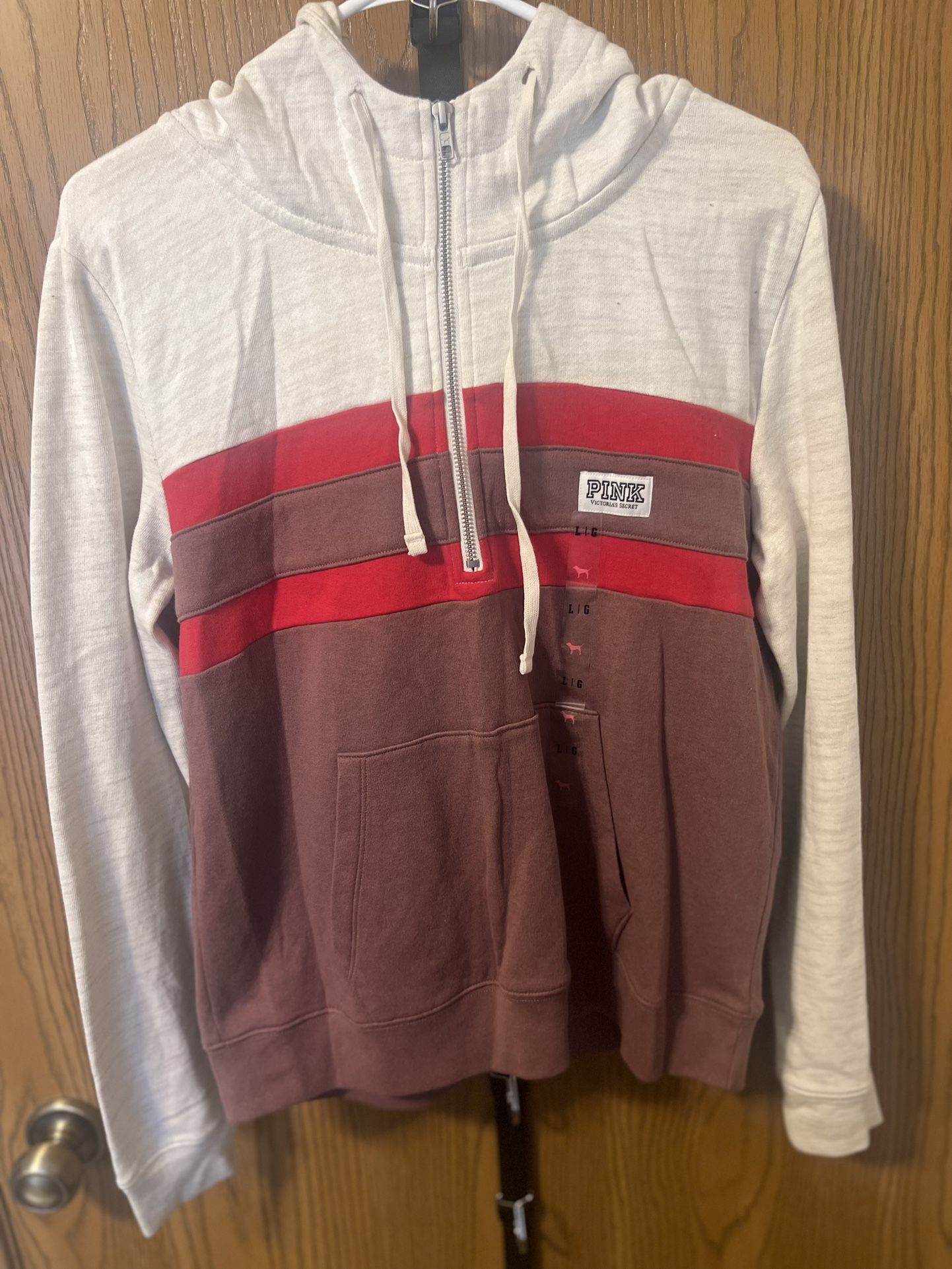 PINK Half Zip hoodie Size- Large 