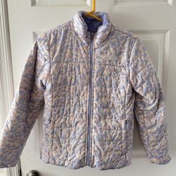 The North Face Reversible Mossbud Swirl Puffer Fleece Jacket Girls 14 16 Purple (cash & pick up only)