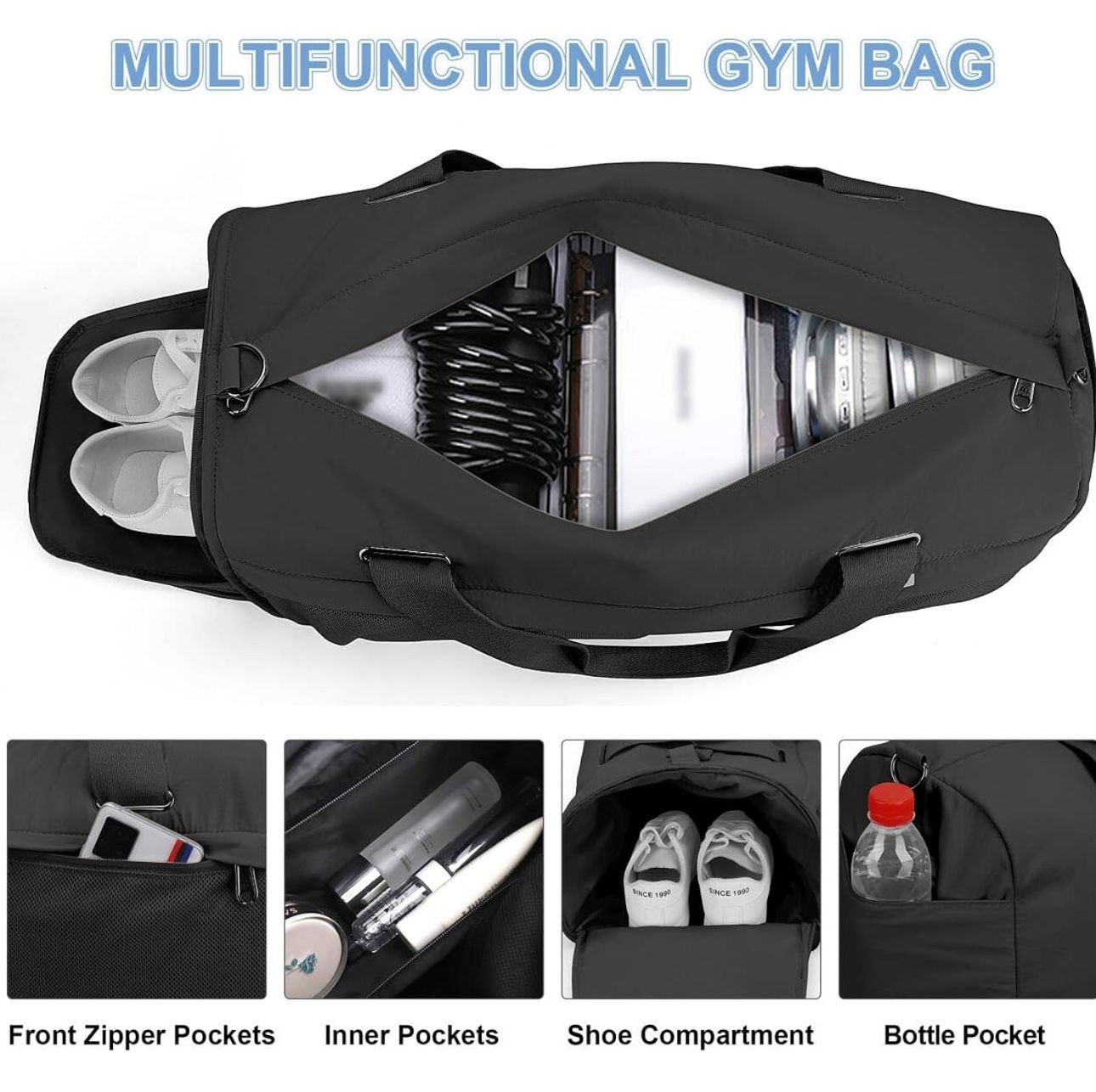 NEW Travel Duffle Weekender Carry on Overnight Bag Gym Duffel Bag w/ Shoe Compartment Women Men $10 (Retail $40)